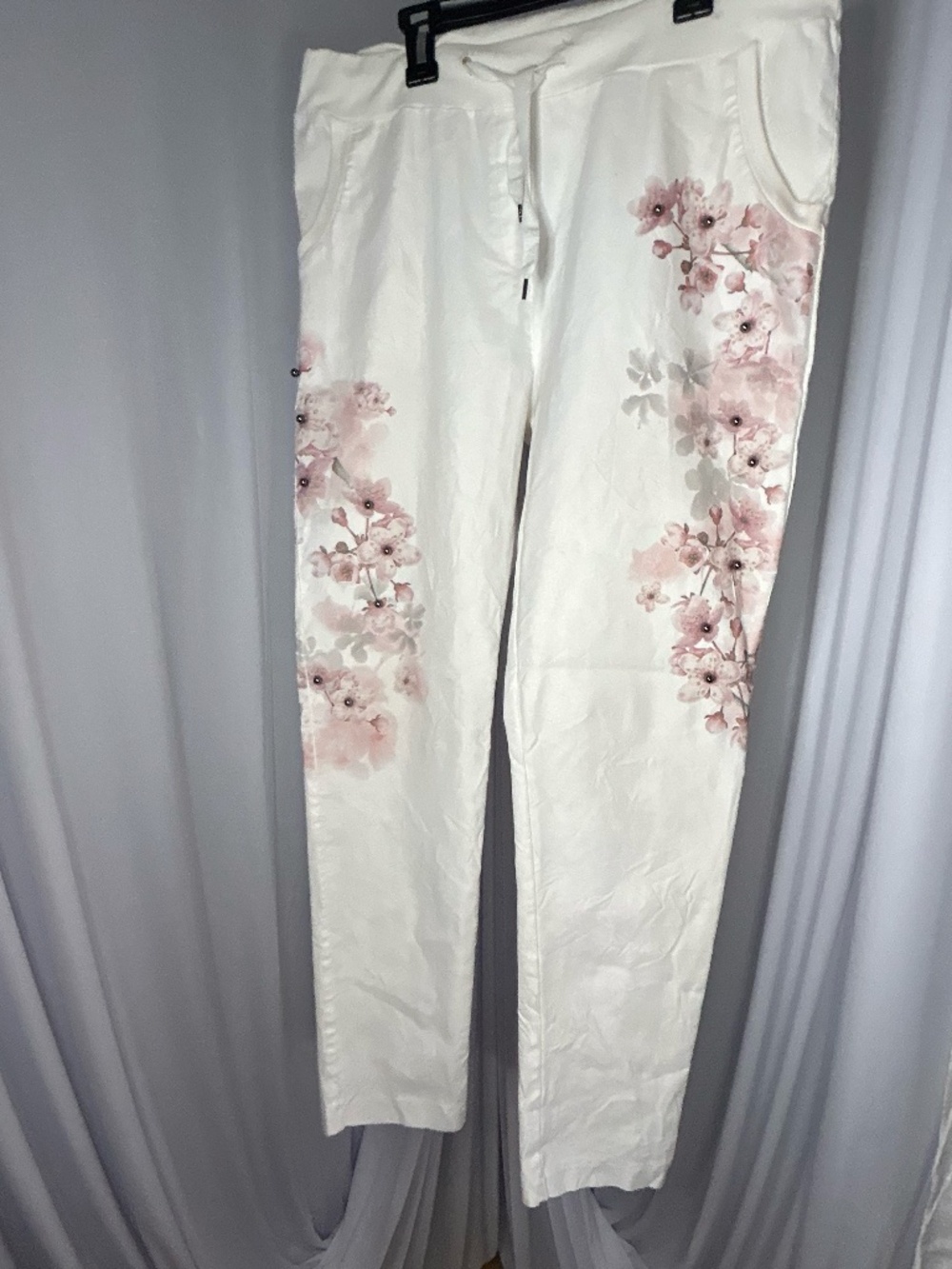 100% Cotton Boutique Japanse Cherry Blossom beaded Jogger pants